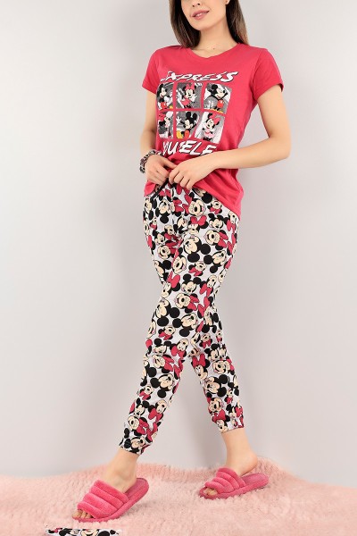 Fuşya Baskılı Bayan Pijama Takımı 108497
