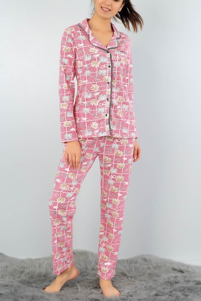 Fuşya Baskılı Bayan Pijama Takımı 46700