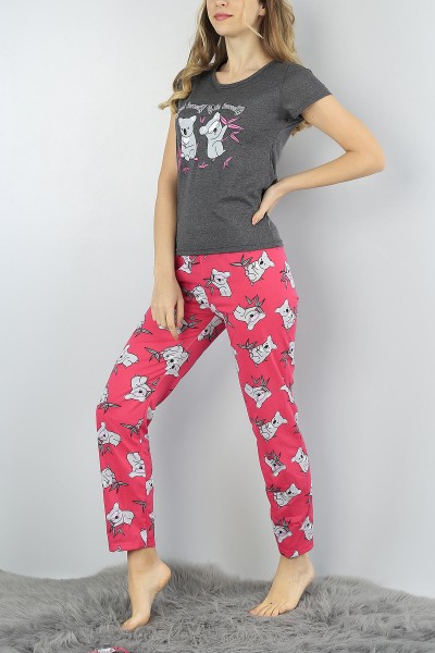 Fuşya Baskılı Bayan Pijama Takımı 54917