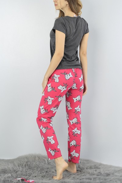 Fuşya Baskılı Bayan Pijama Takımı 54917