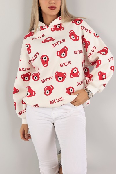 Fuşya Baskılı İçi Şardonlu Bayan Sweat 134135