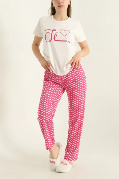 Fuşya Baskılı Süprem Pijama Takımı 288926