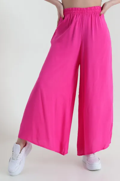 Fuşya Beli Lastikli Şalvar Dokuma Kadın Pantolon 430050