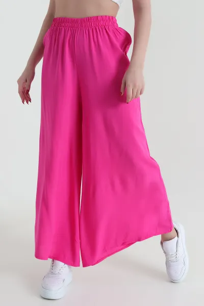 Fuşya Beli Lastikli Şalvar Dokuma Kadın Pantolon 430050