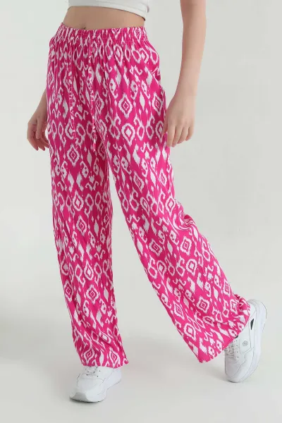 fusya-desenli-bel-lastikli-dokuma-kadin-pantolon-357144