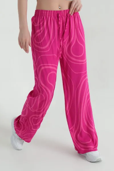 fusya-desenli-bel-lastikli-dokuma-kadin-pantolon-357145