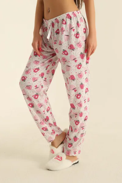 Fuşya Desenli Beli Lastikli Pijama Altı 278851
