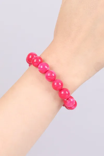 Fuşya Doğal Taş Unisex Lastikli Bileklik 468948