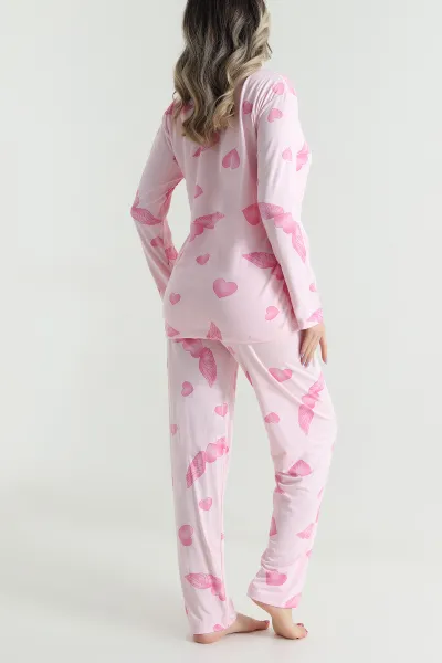 Fuşya Düğmeli Milan Kadın Pijama Takımı 494650