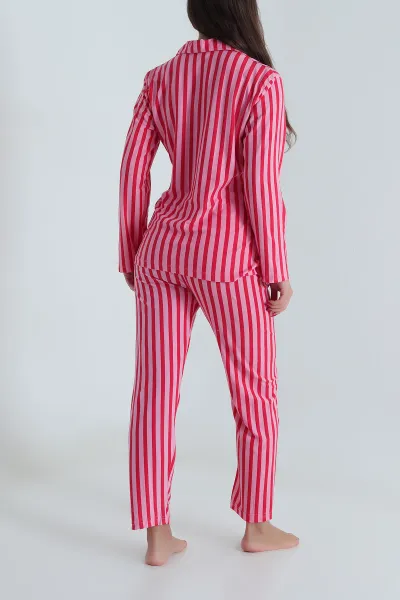 Fuşya Düğmeli Süet Kadın Pijama Takımı 490741