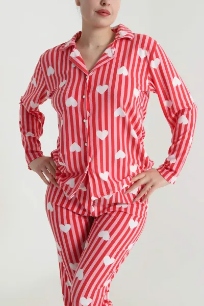 Fuşya Düğmeli Süet Kadın Pijama Takımı 492774