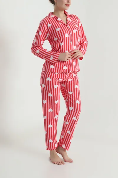 Fuşya Düğmeli Süet Kadın Pijama Takımı 492774