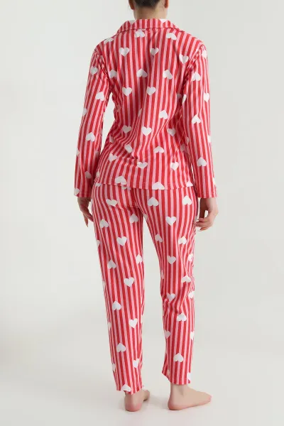 Fuşya Düğmeli Süet Kadın Pijama Takımı 492774