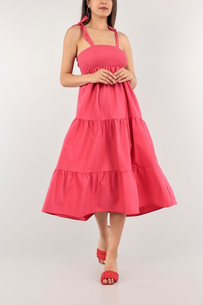 Fuşya Gipeli Poplin Elbise 115584