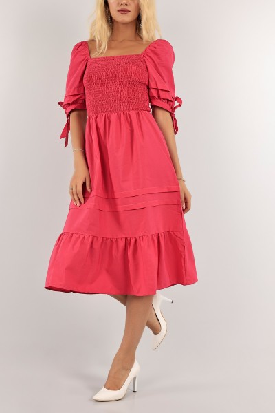 Fuşya Gipeli Poplin Elbise 127852