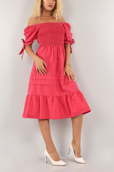 Fuşya Gipeli Poplin Elbise 127852
