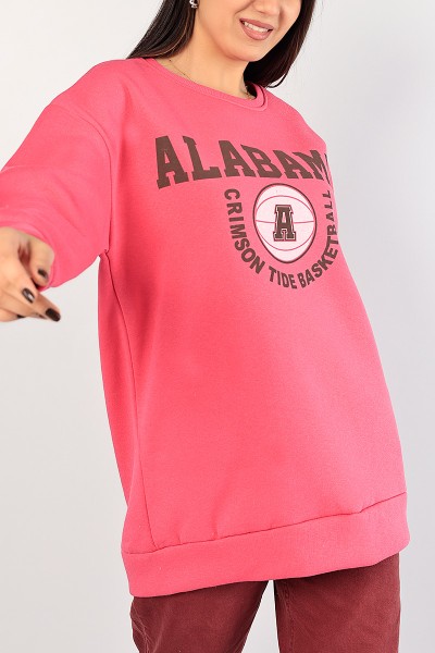 Fuşya İçi Şardonlu Baskılı Bayan Sweat 85032
