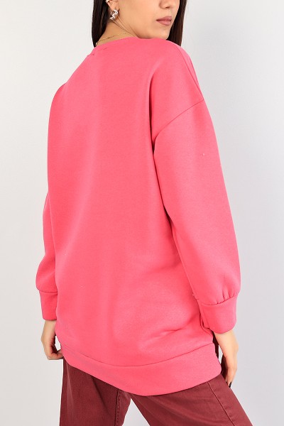 Fuşya İçi Şardonlu Baskılı Bayan Sweat 85032