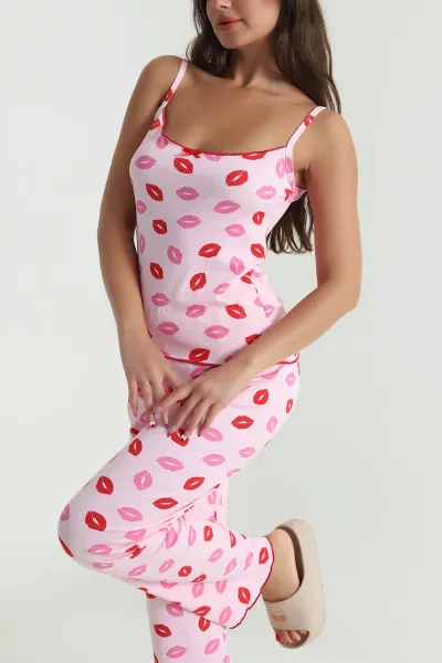 Fuşya İp Askılı Kadın Pijama Takımı 476881