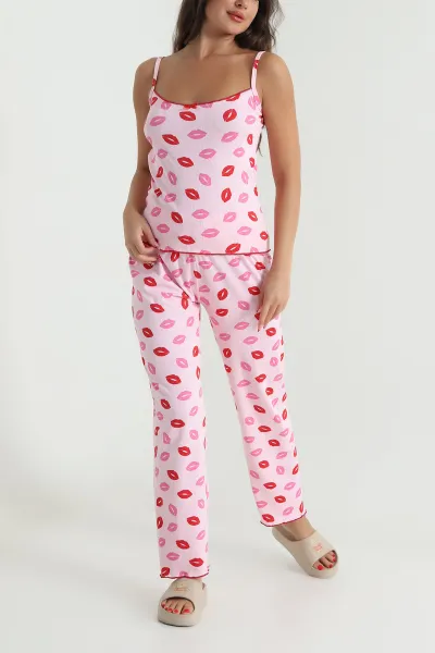 Fuşya İp Askılı Kadın Pijama Takımı 476881