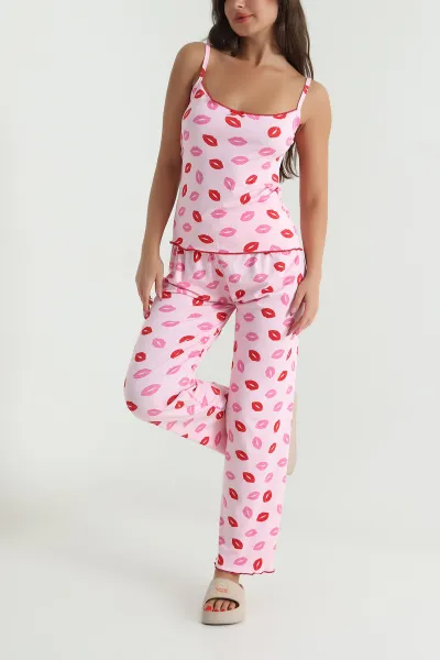 Fuşya İp Askılı Kadın Pijama Takımı 476881