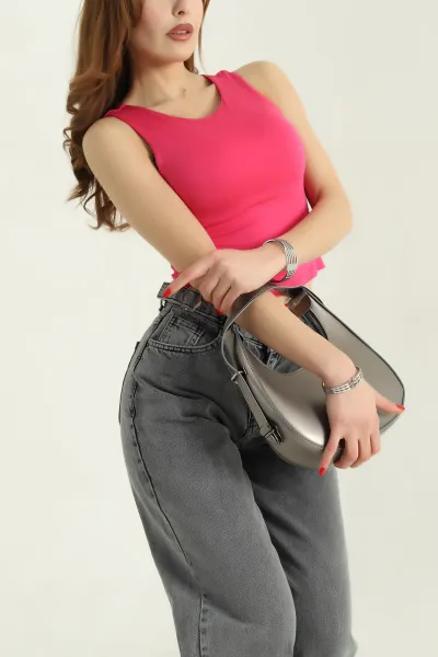 Fuşya Kolsuz Likralı Crop 335303