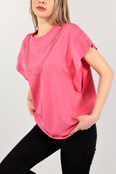 Fuşya Kolyeli Tasarım Bluz 109782