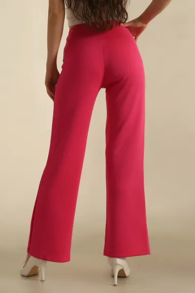 Fuşya Modal Kumaş Çimalı Bayan Pantolon 265929