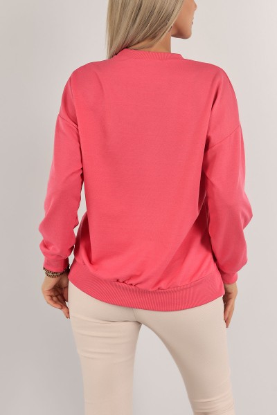 Fuşya Nakışlı İki İp Sweat 132095