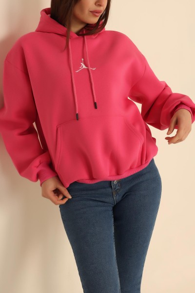 Fuşya Nakışlı Şardonlu Bayan Sweat 215298