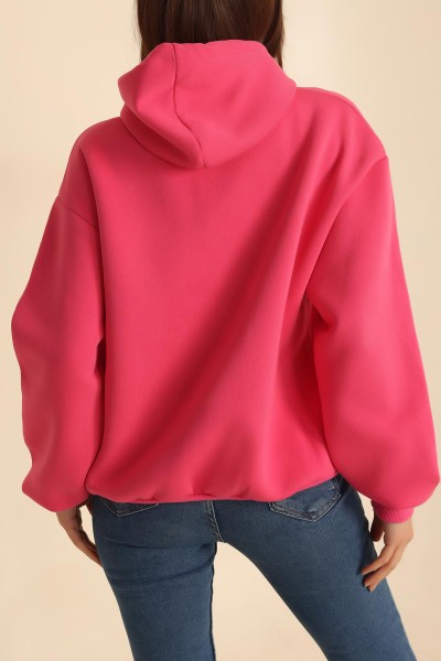Fuşya Nakışlı Şardonlu Bayan Sweat 215298