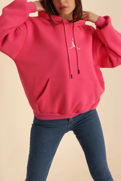 Fuşya Nakışlı Şardonlu Bayan Sweat 215298