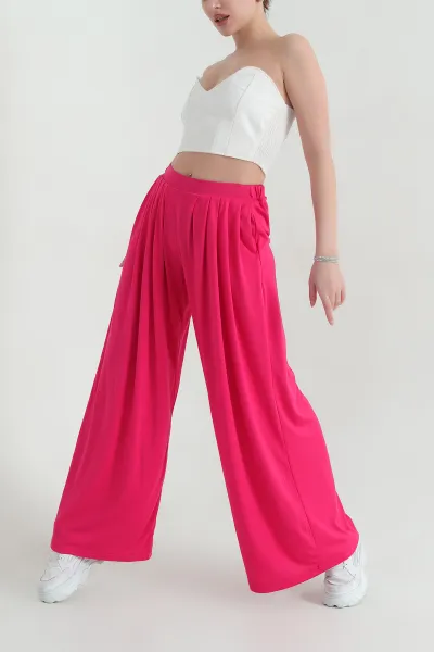 Fuşya Oysho Bol Paça Bayan Pantolon 353992