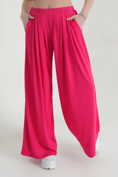 Fuşya Oysho Bol Paça Bayan Pantolon 353992