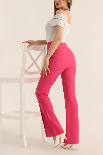 Fuşya Paçası Yırtmaçlı Düğmeli Pantolon 174315
