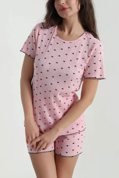 Fuşya Pointel Şortlu Kadın Pijama Takımı 462267