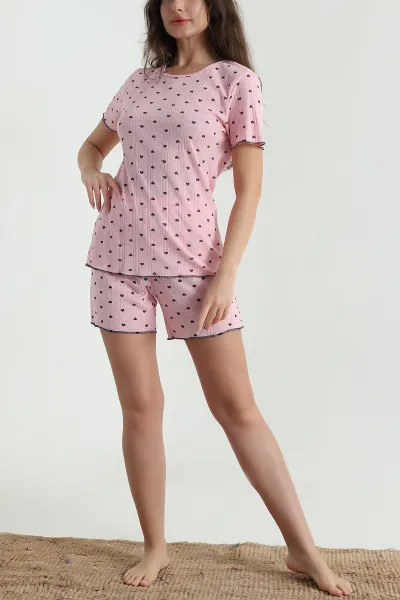 Fuşya Pointel Şortlu Kadın Pijama Takımı 462267