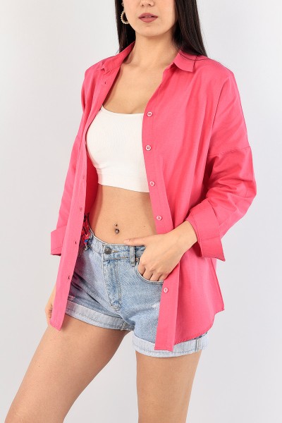 Fuşya Poplin Bayan Gömlek 90848