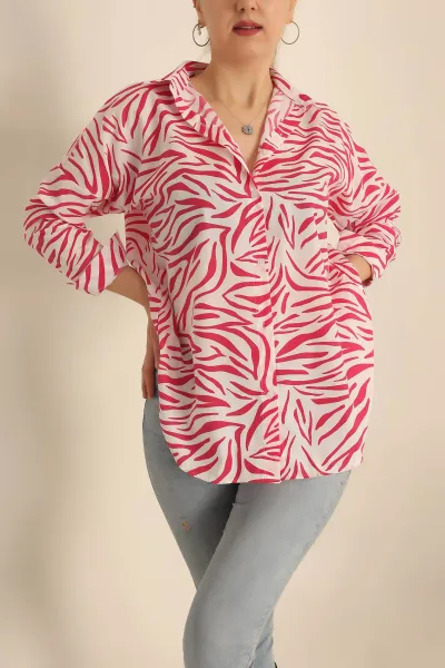 Fuşya Poplin Dokuma Bayan Gömlek 236826