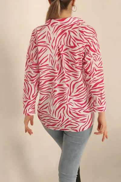 Fuşya Poplin Dokuma Bayan Gömlek 236826