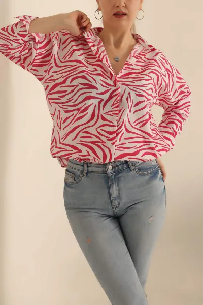 Fuşya Poplin Dokuma Bayan Gömlek 236826