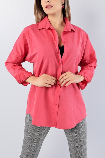 Fuşya Poplin Kumaş Salaş Bayan Gömlek 78357