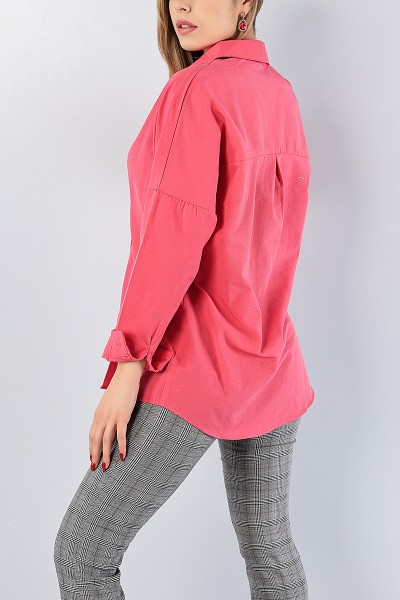 Fuşya Poplin Kumaş Salaş Bayan Gömlek 78357