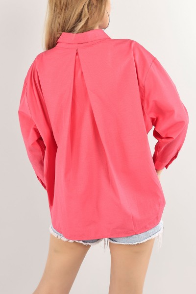 Fuşya Salaş Poplin Bayan Gömlek 113572