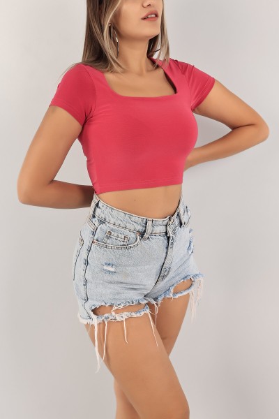 Fuşya Sandy Kumaş Bluz 124365