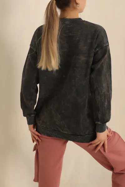 Fuşya Şardonlu Batik Bayan Sweat 239713