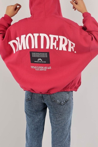 Fuşya Şardonlu Bayan Fermuarlı Sweat 132390