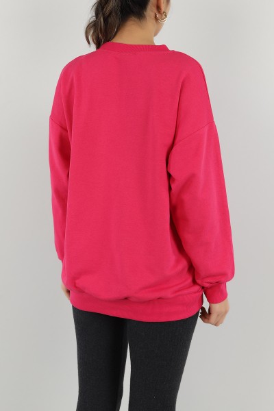 Fuşya Şardonsuz Üç İp Bayan Sweat 149535