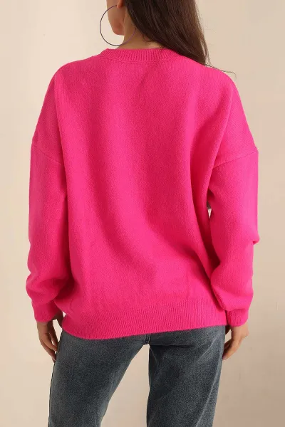 Fuşya Soft Triko Bayan Kazak 231532