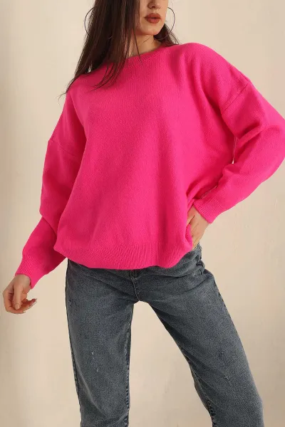 Fuşya Soft Triko Bayan Kazak 231532